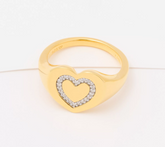 Affinity Sterling Silver Gold Clad Heart Signet Ring, Size 9